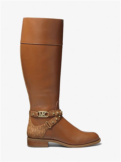 michael kors kincaid leather riding boot|Michael Kors Kincaid Faux Leather & Logo Riding Boot, .